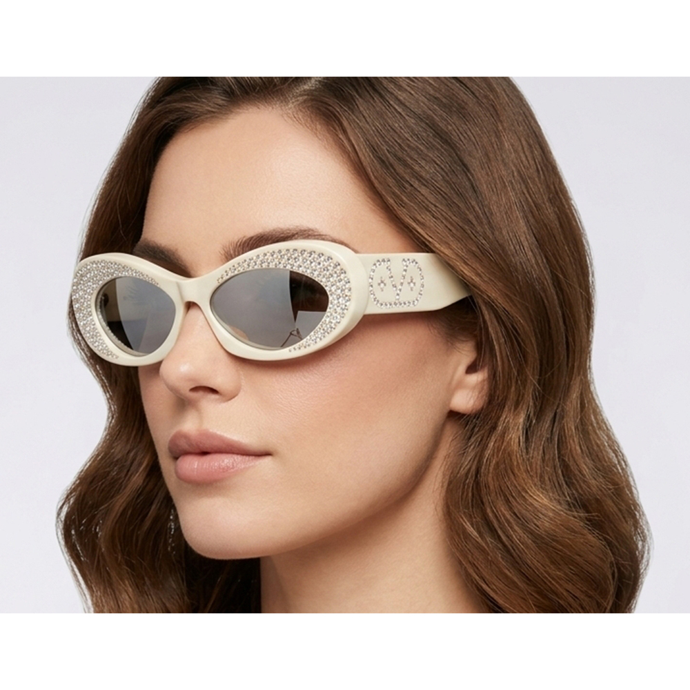 Valentino VLS Women's Sunglasses 178E IVORY / GOLD